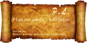 Platzerjanó Lőrinc névjegykártya